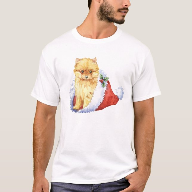 T-shirt Happy Howliday Pomeranian (Devant)