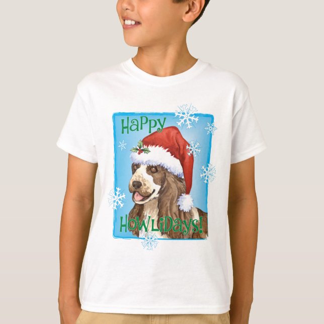 T-shirt Happy Howlidays English Cocker Spaniel (Devant)
