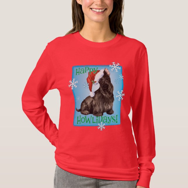 T-shirt Happy Howlidays Scottish Terrier (Devant)