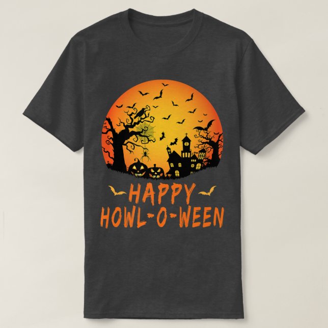 T-shirt Happy Howloween, Scary Éffrayant Spider Bat, Hallo (Design devant)