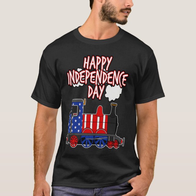 T-shirt Happy Independence Day Train American Flag USA 4th (Devant)
