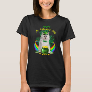 T-shirt Happy Jour de la Saint Patrick blanc chat Leprecha