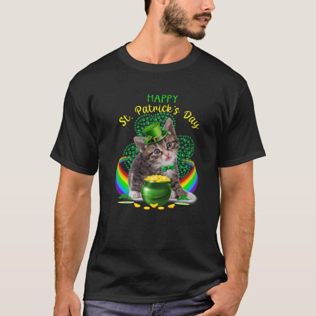 T-shirt Happy Jour de la Saint Patrick Kitten Leprechaun C (Devant)