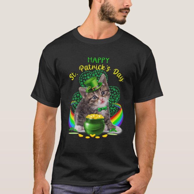 T-shirt Happy Jour de la Saint Patrick Kitten Leprechaun C (Devant)