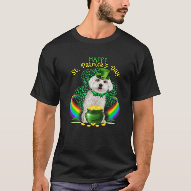 T-shirt Happy Jour de la Saint Patrick Maltese Leprechaun  (Devant)