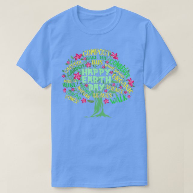 T-shirt Happy Jour des terres Tree Dessin Illustration Wor (Design devant)