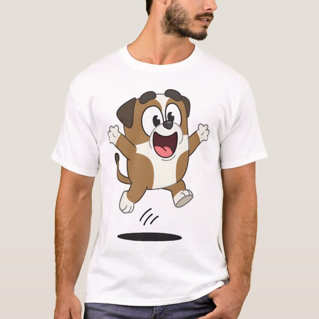 T-shirt Happy Jumping Cartoon Dog (Devant)