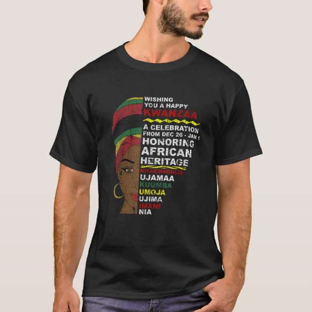 T-shirt Happy Kwanzaa African Woman 7 Principles Celebrati (Devant)