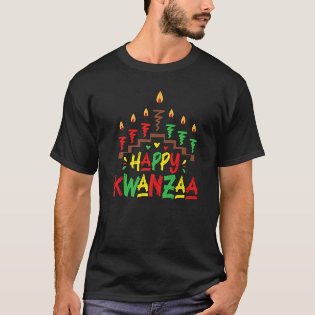 T-shirt Happy Kwanzaa Candles African Black Culture Afro w (Devant)