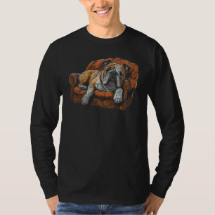 T-shirt Happy Lazy English Bulldog assis sur le canapé chi