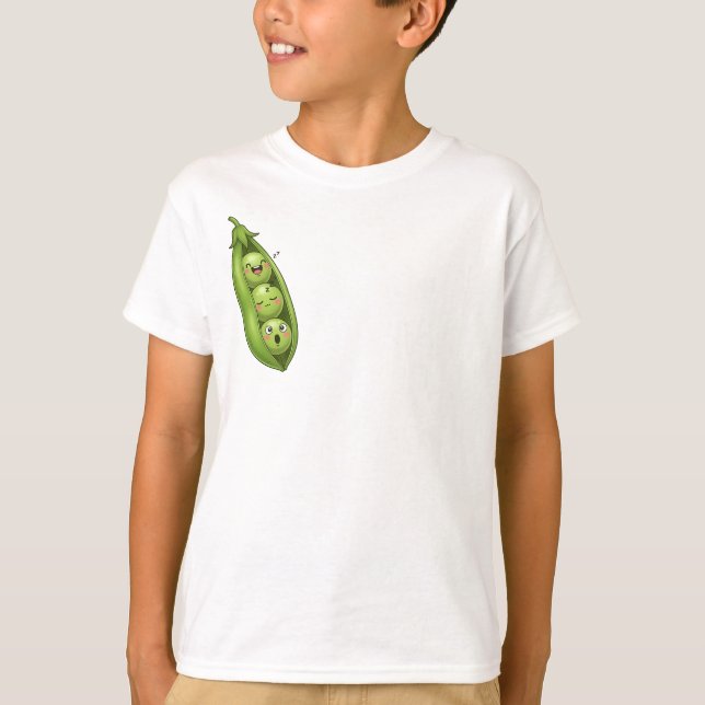 T-shirt Happy Little Green Pea Pod Friends Kids (Devant)