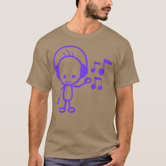 T-shirt Happy Little Man Music Écoute Musical Notes Amusan