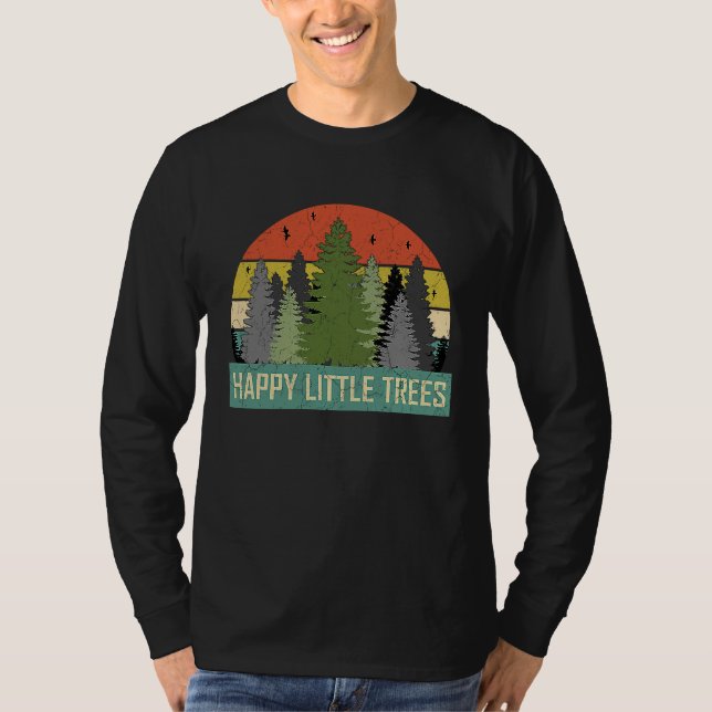 T-shirt Happy Little Trees Evergreen Forest  For Men Women (Devant)