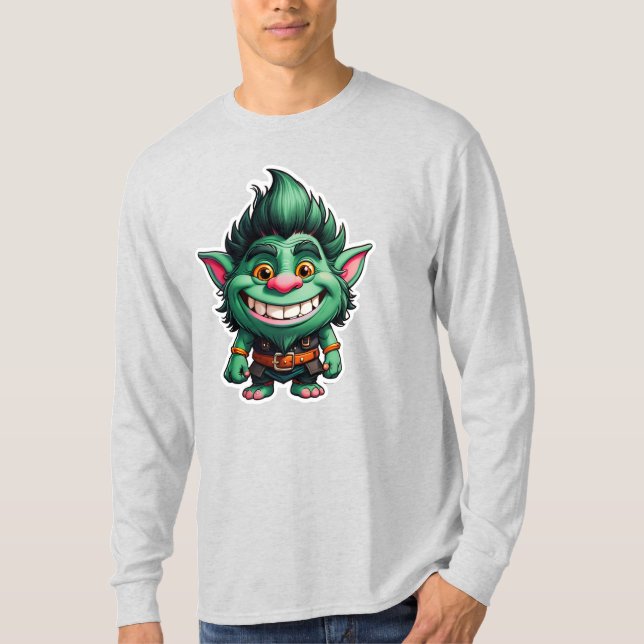 T-shirt Happy Little Troll Chibi illustration Long Sleeve (Devant)