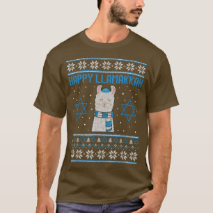 T-shirt Happy Llamakkah Llama Ugly Hanoukka Ugly Sweater T