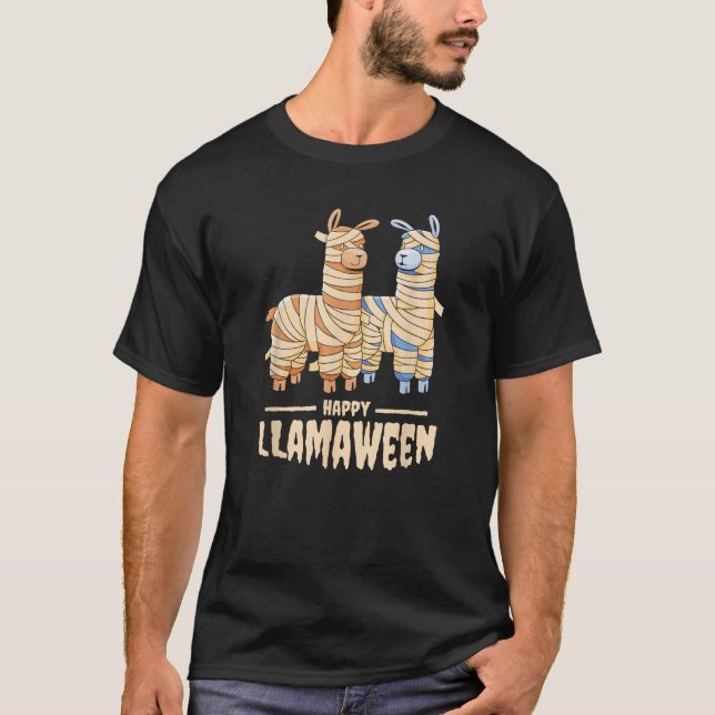 T-shirt Happy Llamaween Funny Halloween Llama Mummy Costum (Devant)