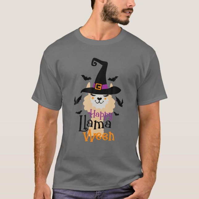 T-shirt Happy Llamaween Funny Llama Halloween Vibes (Devant)