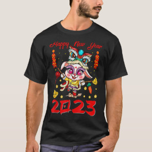 T-shirt Happy Lunar New Year 2023 Cute Chinese Rabbit Deco