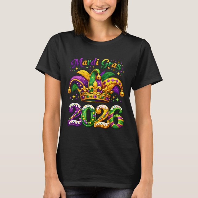 T-shirt Happy Mardi Gras 2026 Jester Hat New Orleans Men W (Devant)