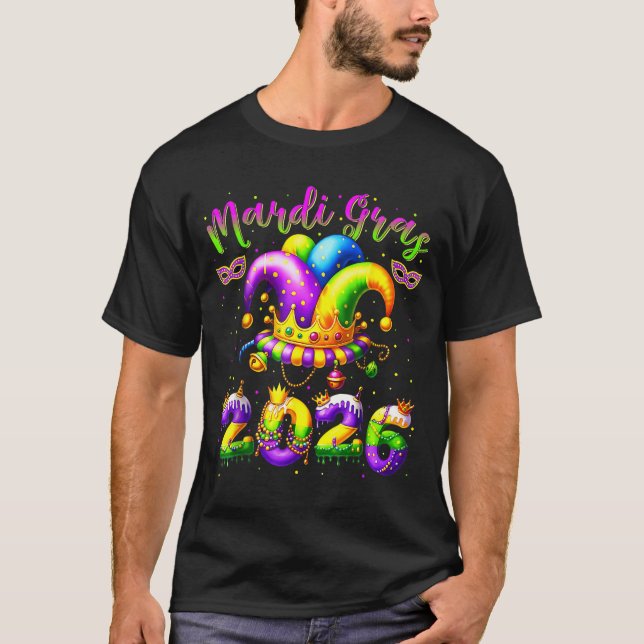 T-shirt Happy Mardi Gras 2026 Jester Hat New Orleans Men W (Devant)