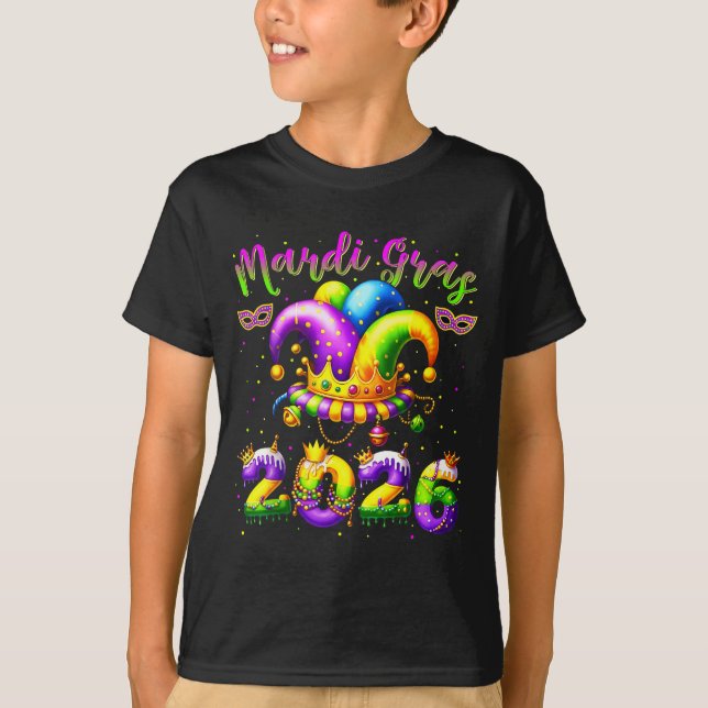 T-shirt Happy Mardi Gras 2026 Jester Hat New Orleans Men W (Devant)