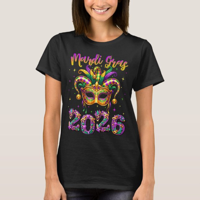 T-shirt Happy Mardi Gras Carnival 2026 Jester Hat Men Wome (Devant)