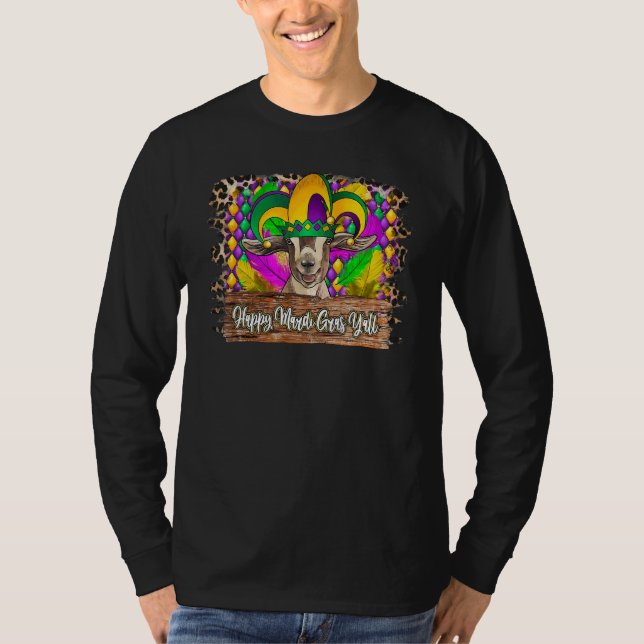 T-shirt Happy Mardi Gras Goat Crawfish Leopard For Man Wom (Devant)