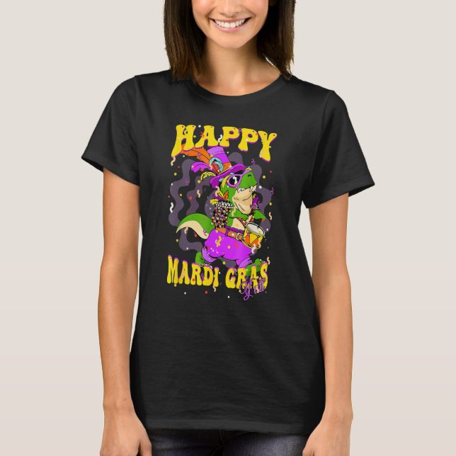 T-shirt Happy Mardi Gras Yu2019all Drummer Alligator Party (Devant)