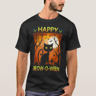 T-shirt Happy Meow O N Costume d'Halloween Chat noir Scary
