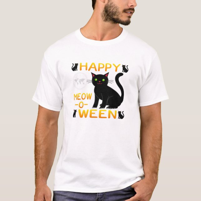 T-shirt Happy Meow-O-Ween - Chats noirs (Devant)