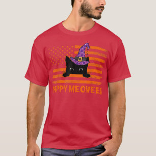 T-shirt Happy Meoween Funny Witch Cat Funny Halloween USA 