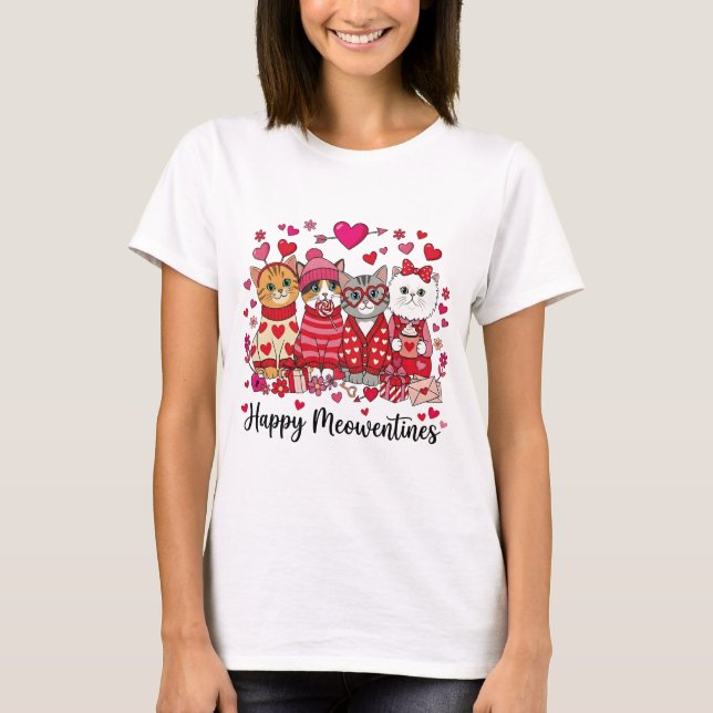 T-shirt Happy Meowentines Day Cute Valentine Cat Lovers (Devant)