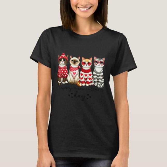T-shirt Happy Meowentine's Day Cute Valentines Funny Cat S (Devant)
