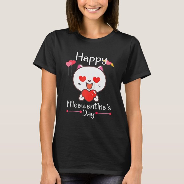T-shirt Happy Meowentine's Day Valentine Cat Lover Heart C (Devant)