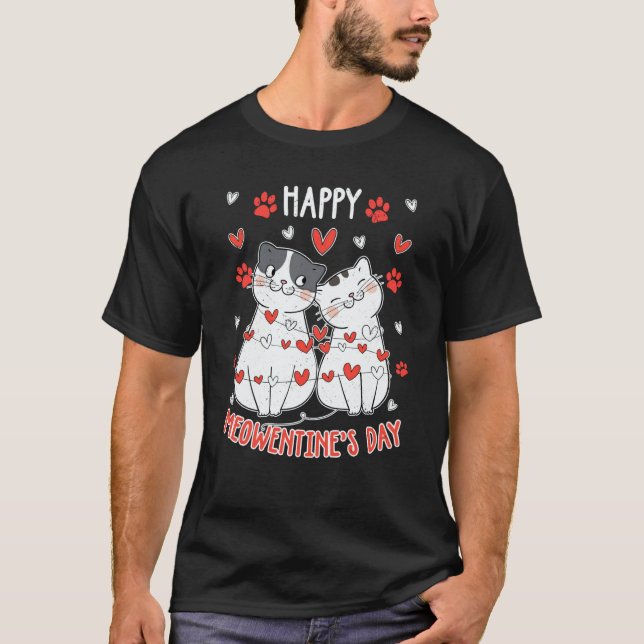 T-shirt Happy Meowentines Valentines Day Cute Cat Kitten V (Devant)