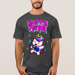 T-shirt Happy Metal Unicorn Cute Funny Heavy Rock Musician