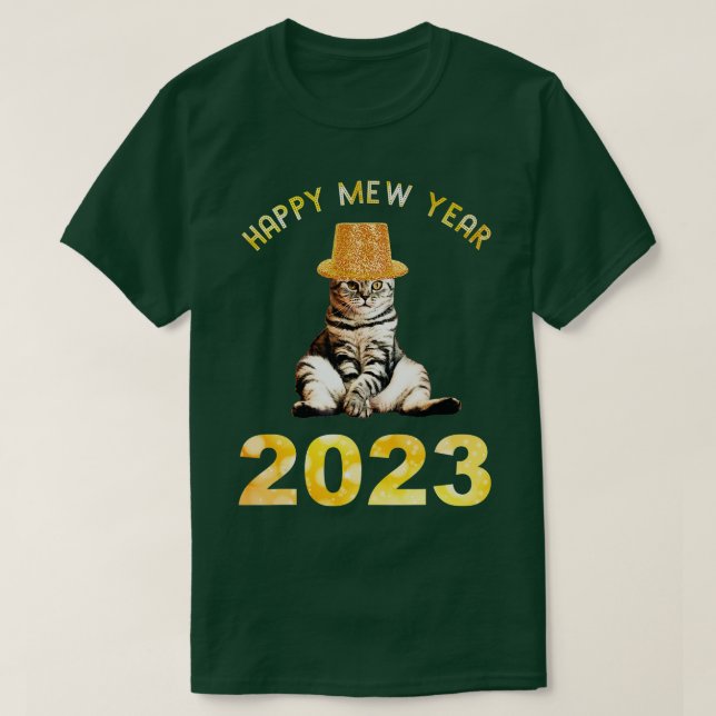 T-shirt Happy Mew Year 2023 Funny Cat Lover (Design devant)