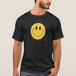 T-shirt Happy Mind Happy Life Jaune Sourire Motivation du