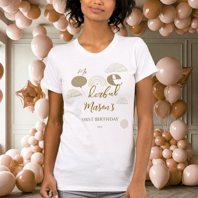 T-shirt Happy Mom Neutral Boho Onederful Family Birthday (Créateur téléchargé)