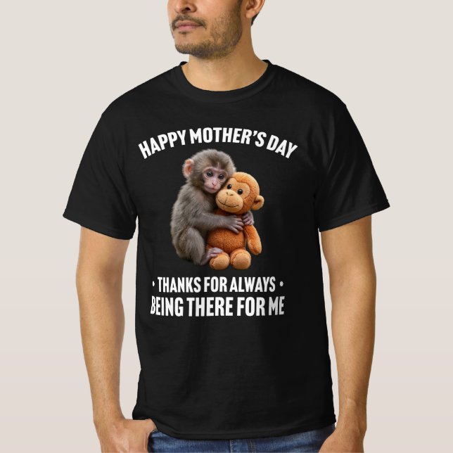 T-shirt Happy Mother's Day Punch the Monkey Cute Monkey  (Devant)