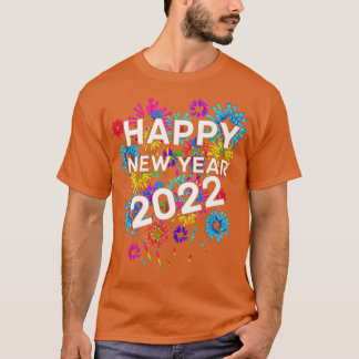 T-shirt Happy new year 2022, Happy holidays,red,orange,gre