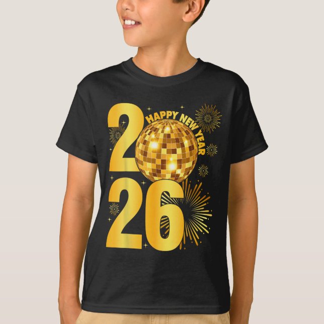 T-shirt Happy New Year 2026 Coquette Bow Disco Ball New Ye (Devant)
