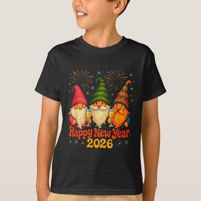 T-shirt Happy New Year 2026 Cute Gnome Party Gift  (Devant)
