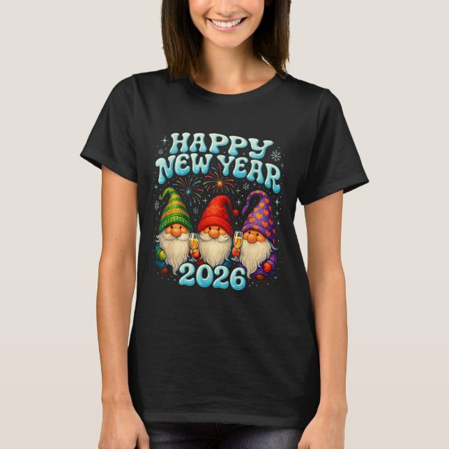 T-shirt Happy New Year 2026 Cute Gnome Party Gift  (Devant)