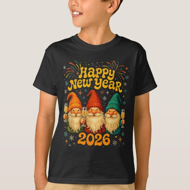 T-shirt Happy New Year 2026 Cute Gnome Party Gift  (Devant)