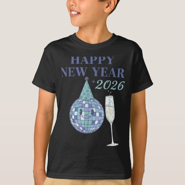 T-shirt Happy New Year 2026 Disco Ball Celebration  (Devant)
