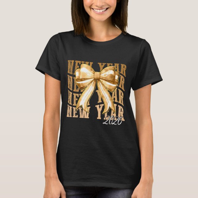 T-shirt Happy New Year 2026 Eve Coquette Party Golden Fami (Devant)