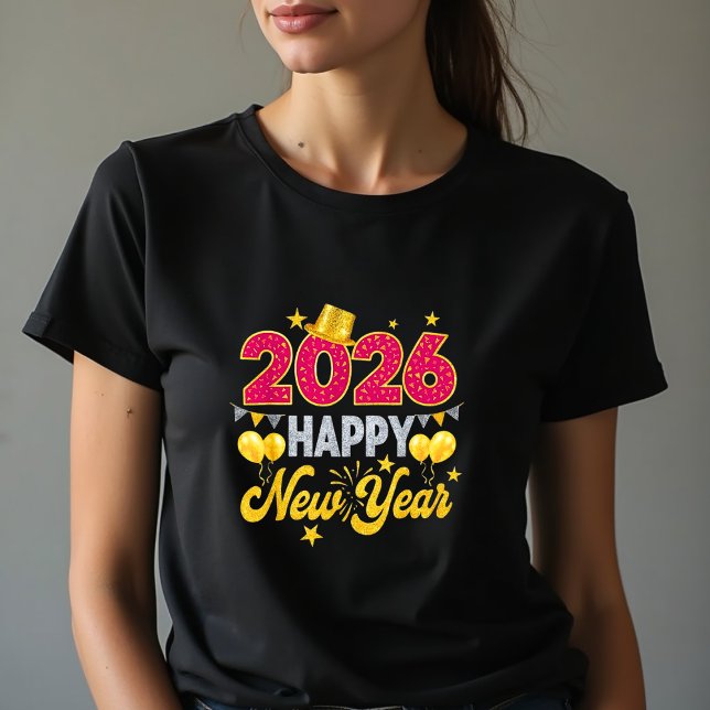 T-shirt Happy New Year 2026 Fireworks Party Comfort (Créateur téléchargé)