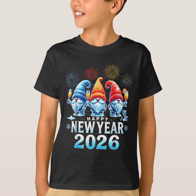 T-shirt Happy New Year 2026 Gnomes Family Party New Years  (Devant)