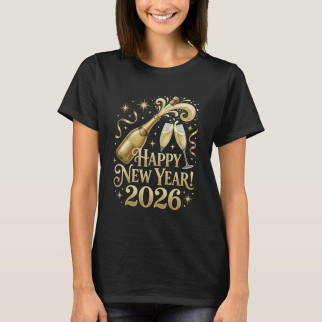 T-shirt Happy New Year 2026 Shirt Champagne Popping NYE Ev (Devant)